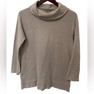 Pure Jill Women’s Petite Small Beige Cotton Cowl Neck Top